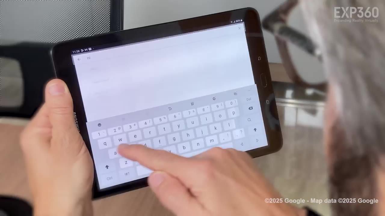 Typing an address into the EXP360 Locations tablet app
