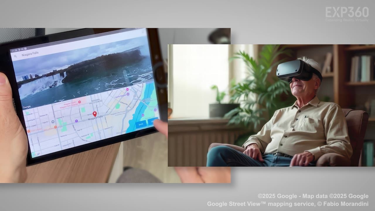 Tablet map sending a location to a VR headset